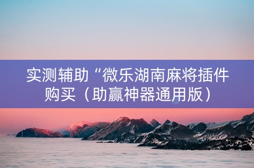 实测辅助“微乐湖南麻将插件购买（助赢神器通用版）