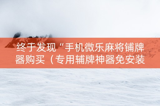 终于发现“手机微乐麻将铺牌器购买（专用辅牌神器免安装）