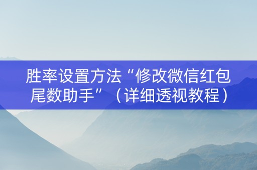 胜率设置方法“修改微信红包尾数助手”（详细透视教程）-哔哩哔哩