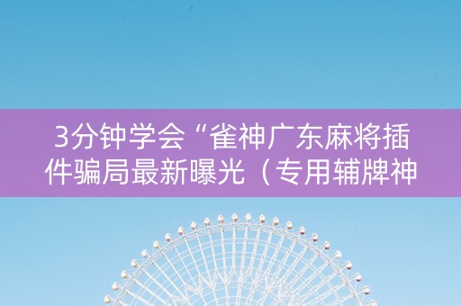 3分钟学会“雀神广东麻将插件骗局最新曝光（专用辅牌神器免安装）