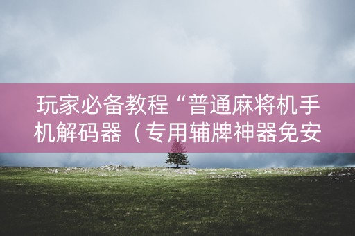 玩家必备教程“普通麻将机手机解码器（专用辅牌神器免安装）