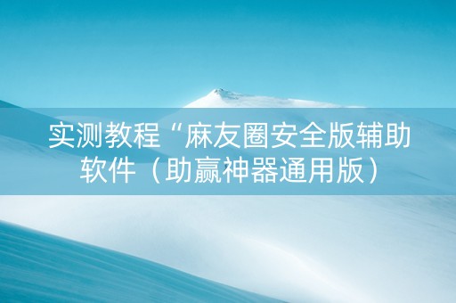 实测教程“麻友圈安全版辅助软件（助赢神器通用版）