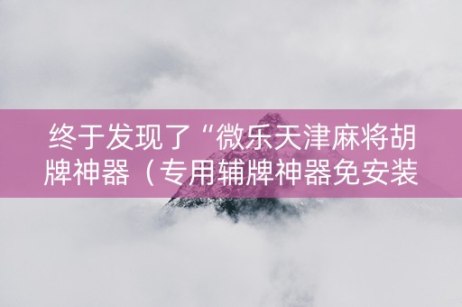 终于发现了“微乐天津麻将胡牌神器（专用辅牌神器免安装）