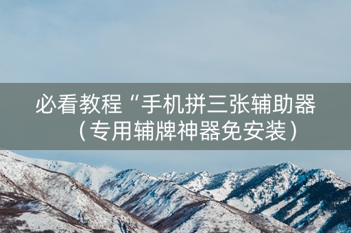 必看教程“手机拼三张辅助器（专用辅牌神器免安装）