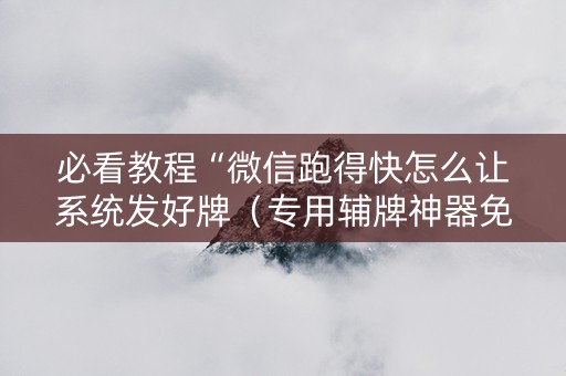 必看教程“微信跑得快怎么让系统发好牌（专用辅牌神器免安装）