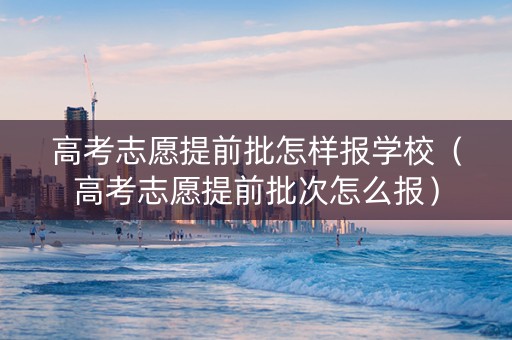 高考志愿提前批怎样报学校（高考志愿提前批次怎么报）
