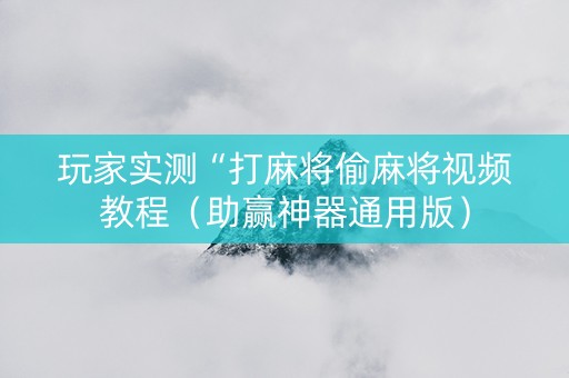 玩家实测“打麻将偷麻将视频教程（助赢神器通用版）