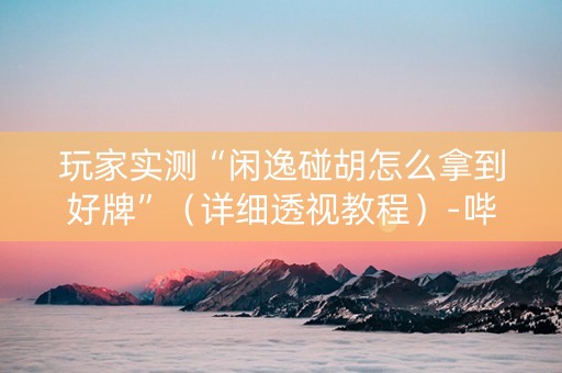 玩家实测“闲逸碰胡怎么拿到好牌”（详细透视教程）-哔哩哔哩