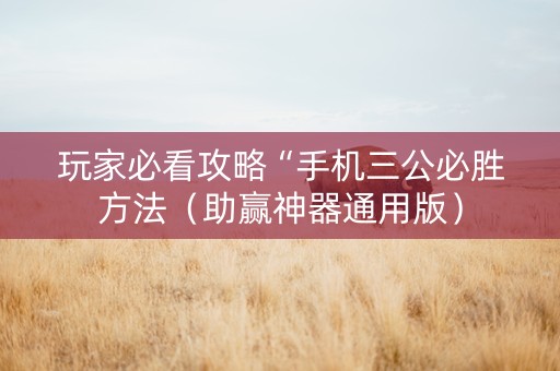 玩家必看攻略“手机三公必胜方法（助赢神器通用版）