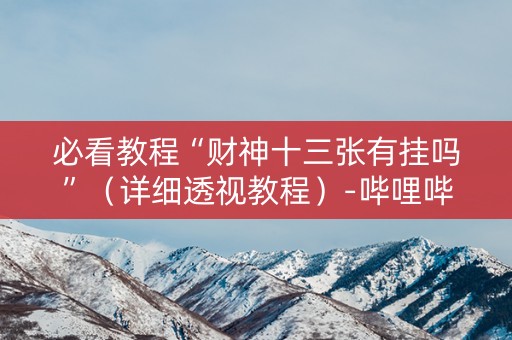 必看教程“财神十三张有挂吗”（详细透视教程）-哔哩哔哩