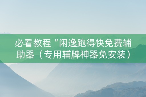 必看教程“闲逸跑得快免费辅助器（专用辅牌神器免安装）