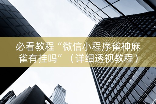 必看教程“微信小程序雀神麻雀有挂吗”（详细透视教程）-哔哩哔哩
