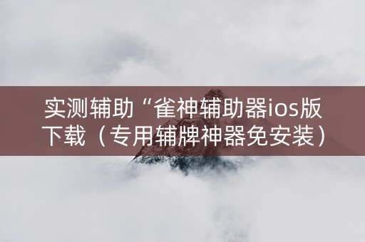 实测辅助“雀神辅助器ios版下载（专用辅牌神器免安装）