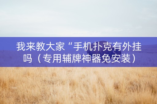 我来教大家“手机扑克有外挂吗（专用辅牌神器免安装）