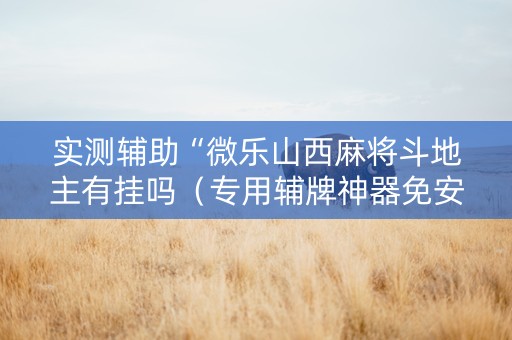 实测辅助“微乐山西麻将斗地主有挂吗（专用辅牌神器免安装）
