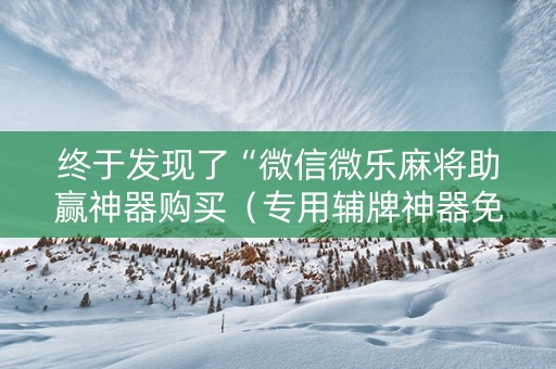 终于发现了“微信微乐麻将助赢神器购买（专用辅牌神器免安装）