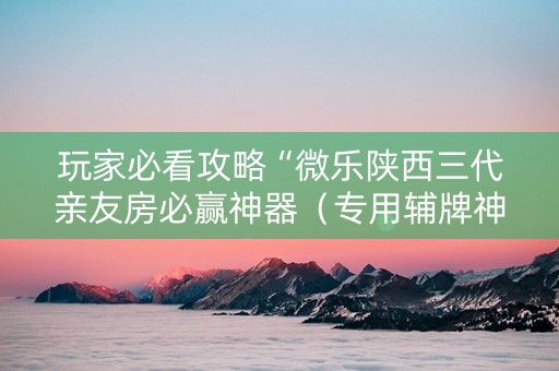 玩家必看攻略“微乐陕西三代亲友房必赢神器（专用辅牌神器免安装）