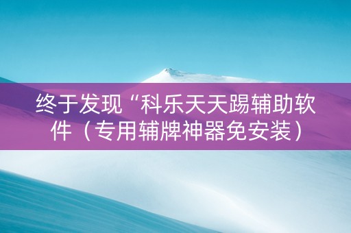 终于发现“科乐天天踢辅助软件（专用辅牌神器免安装）