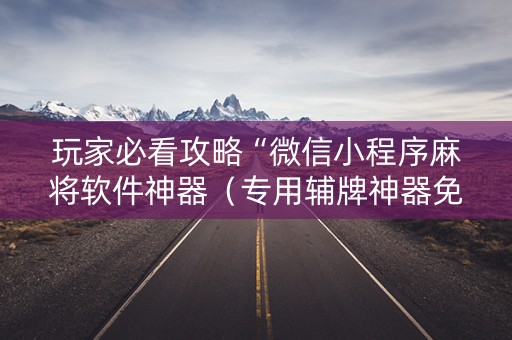 玩家必看攻略“微信小程序麻将软件神器（专用辅牌神器免安装）