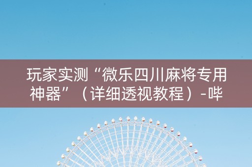 玩家实测“微乐四川麻将专用神器”（详细透视教程）-哔哩哔哩