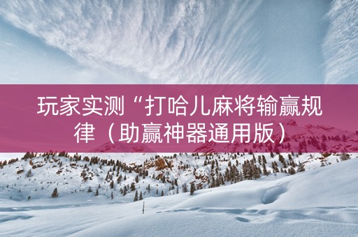 玩家实测“打哈儿麻将输赢规律（助赢神器通用版）