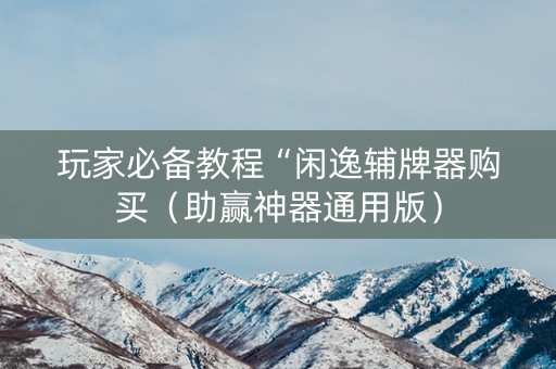 玩家必备教程“闲逸辅牌器购买（助赢神器通用版）
