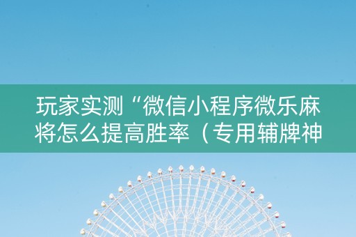 玩家实测“微信小程序微乐麻将怎么提高胜率（专用辅牌神器免安装）