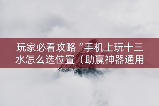 玩家必看攻略“手机上玩十三水怎么选位置（助赢神器通用版）