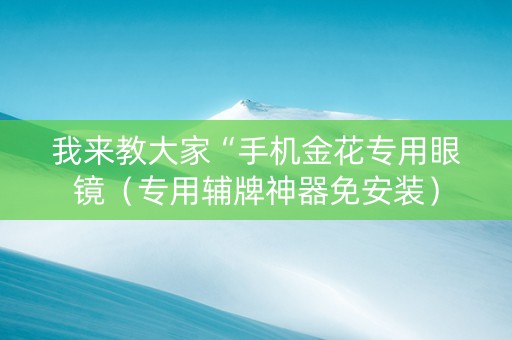 我来教大家“手机金花专用眼镜（专用辅牌神器免安装）