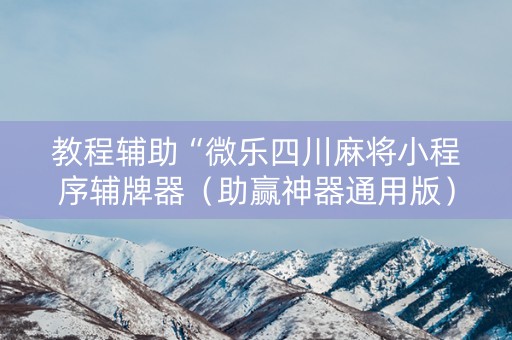 教程辅助“微乐四川麻将小程序辅牌器（助赢神器通用版）