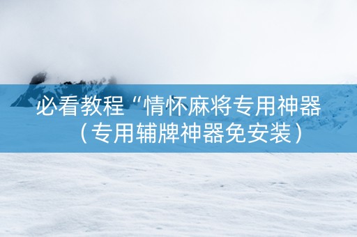 必看教程“情怀麻将专用神器（专用辅牌神器免安装）