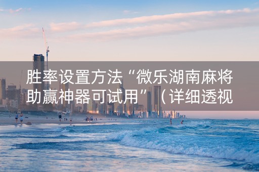 胜率设置方法“微乐湖南麻将助赢神器可试用”（详细透视教程）-哔哩哔哩