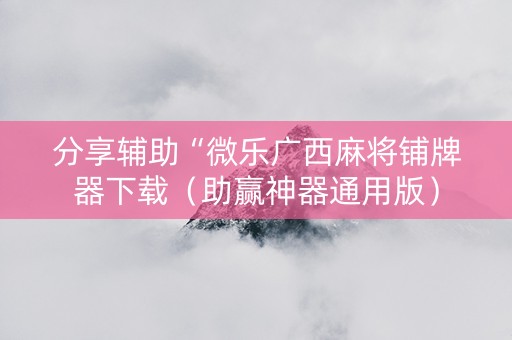 分享辅助“微乐广西麻将铺牌器下载（助赢神器通用版）