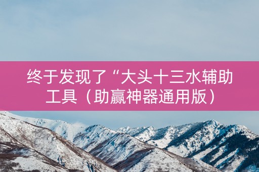 终于发现了“大头十三水辅助工具（助赢神器通用版）