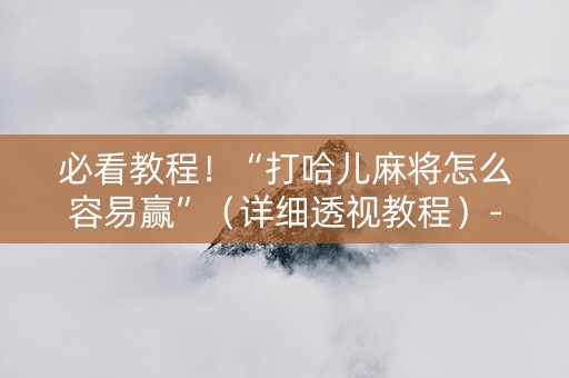 必看教程！“打哈儿麻将怎么容易赢”（详细透视教程）-哔哩哔哩