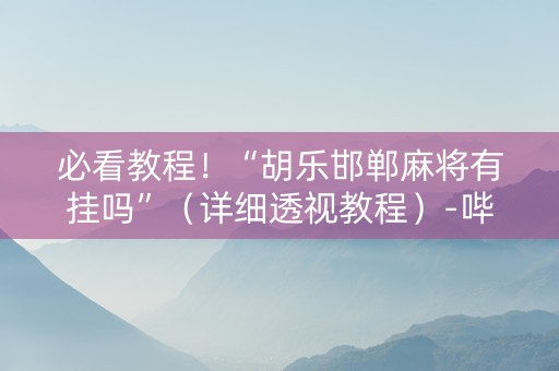 必看教程！“胡乐邯郸麻将有挂吗”（详细透视教程）-哔哩哔哩