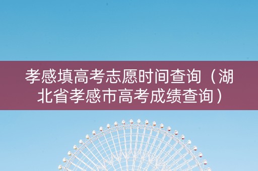 孝感填高考志愿时间查询（湖北省孝感市高考成绩查询）