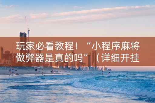 玩家必看教程！“小程序麻将做弊器是真的吗”（详细开挂教程）-哔哩哔哩