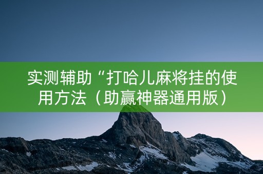 实测辅助“打哈儿麻将挂的使用方法（助赢神器通用版）
