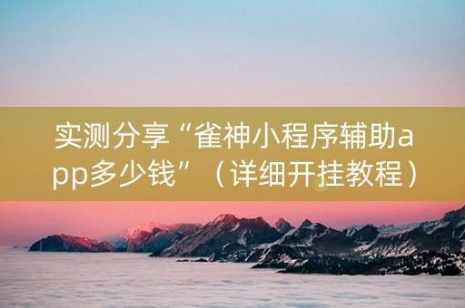 实测分享“雀神小程序辅助app多少钱”（详细开挂教程）-哔哩哔哩