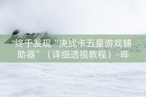 终于发现“决战卡五星游戏辅助器”（详细透视教程）-哔哩哔哩