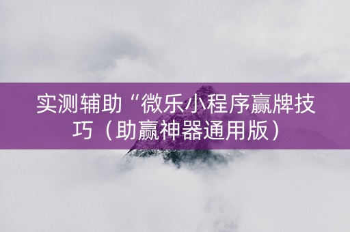 实测辅助“微乐小程序赢牌技巧（助赢神器通用版）