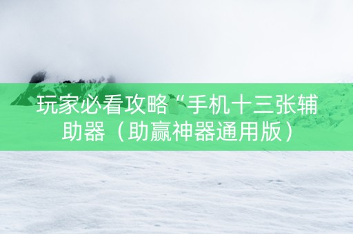 玩家必看攻略“手机十三张辅助器（助赢神器通用版）