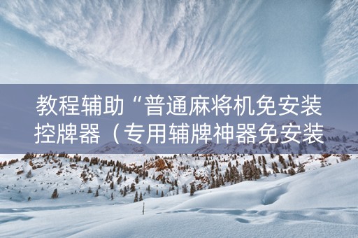 教程辅助“普通麻将机免安装控牌器（专用辅牌神器免安装）