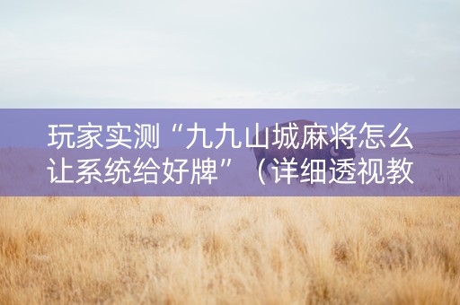 玩家实测“九九山城麻将怎么让系统给好牌”（详细透视教程）-哔哩哔哩