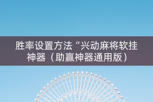 胜率设置方法“兴动麻将软挂神器（助赢神器通用版）