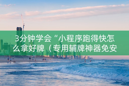 3分钟学会“小程序跑得快怎么拿好牌（专用辅牌神器免安装）