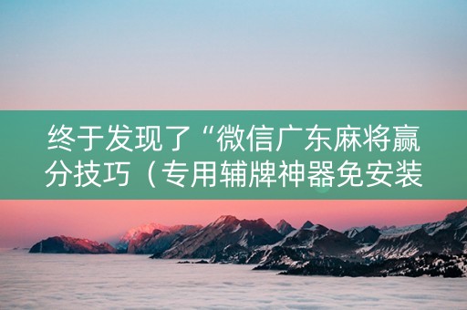 终于发现了“微信广东麻将赢分技巧（专用辅牌神器免安装）