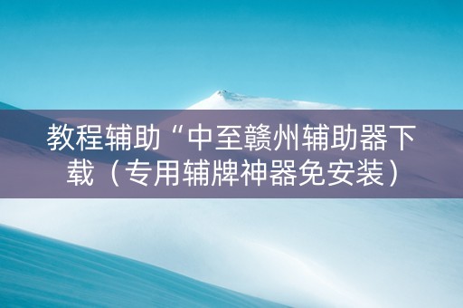 教程辅助“中至赣州辅助器下载（专用辅牌神器免安装）