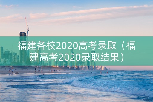 福建各校2020高考录取（福建高考2020录取结果）
